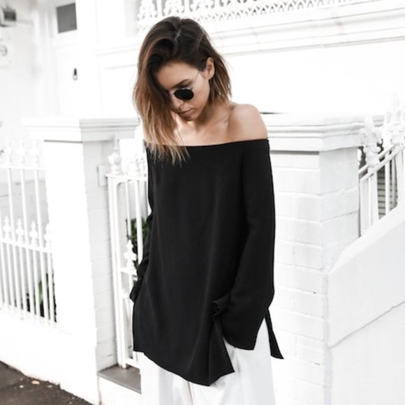 ELLERY Off-the-shoulder Black Top 2 - Picture 2 of 9